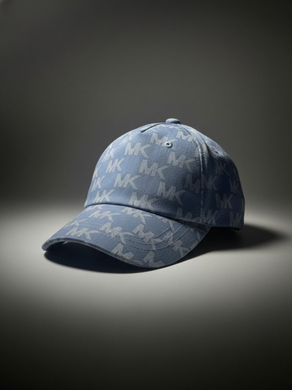 Michael Kors Women All-Over MK Print Logo Baseball Cap Sky Blue One Size NWT